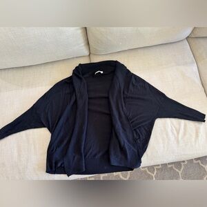 Subtle luxury cropped Women's Black Open Front Sweater
